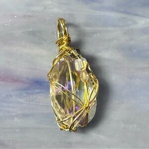 Handmade Prism Crystal Pendant Necklace with faceted glass accents Wire-Wrapped